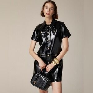 NWT J Crew Collection Gamine Mini Shirtdress in Faux Patent Leather 6 Whimsigoth